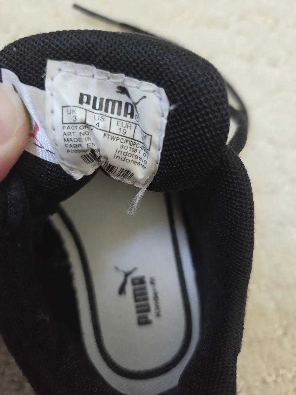 Puma Kids Black and White Lace-Up Suede-Style Sneakers US4 Baby/ Young Walker